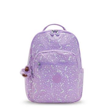 Kipling Seoul Large Printed 15" Backpack Laptoptassen Paars | België 1552YX